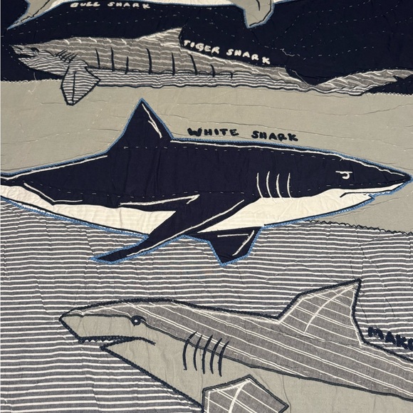 Pottery Barn Kids Shark Quilt in Blue and White - Picture 3 of 6